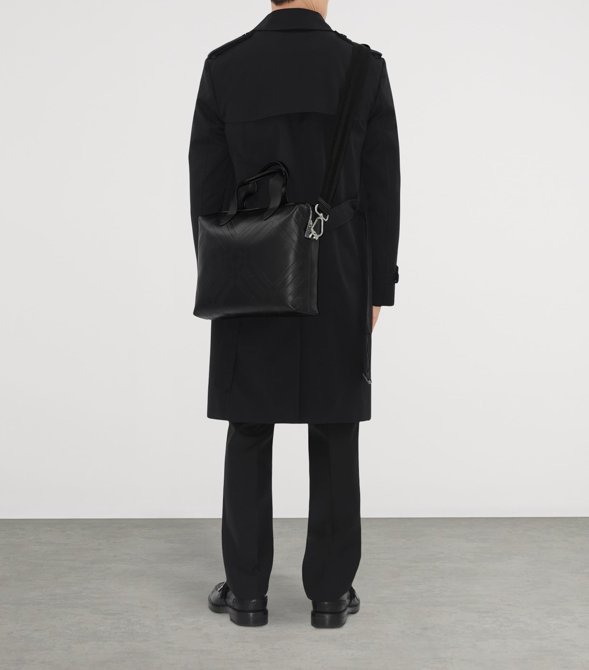 Burberry Leather Check-Embossed Briefcase