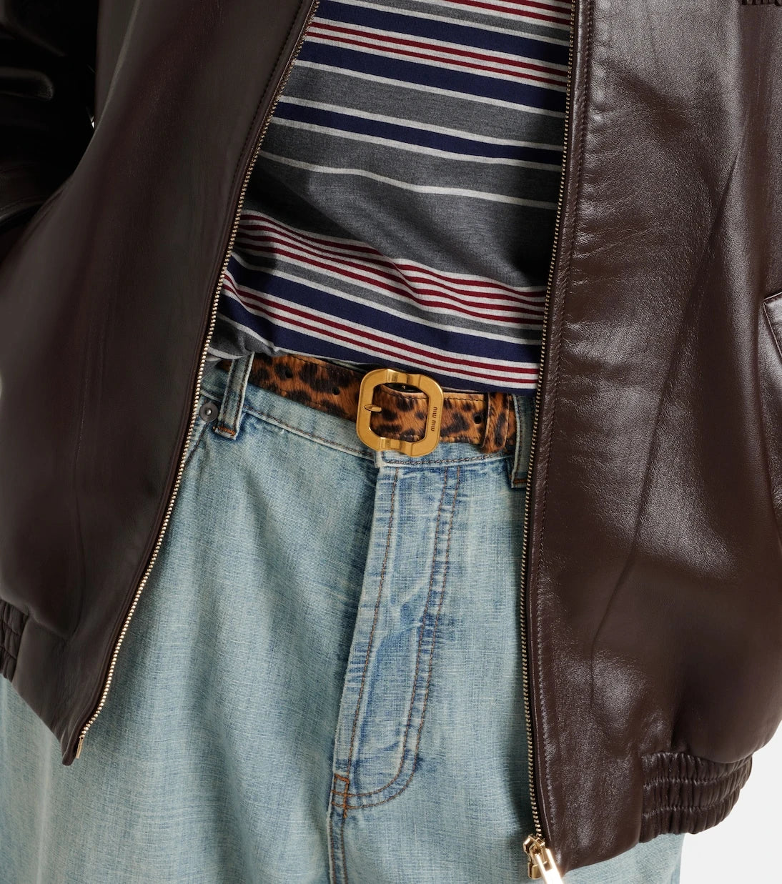 Miu Miu - Leopard-print calf hair belt