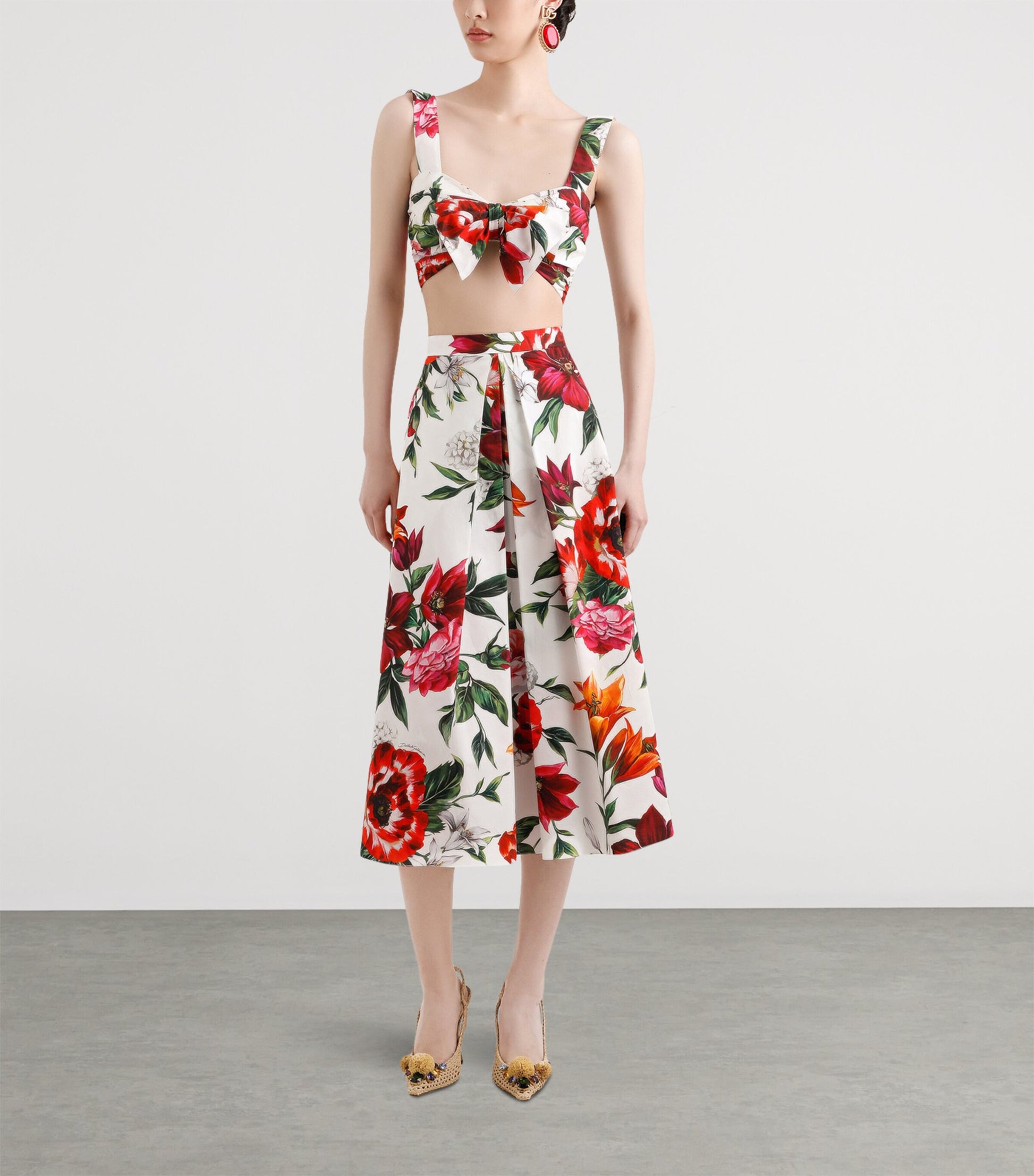 Dolce & Gabbana Multi Cotton Floral Crop Top