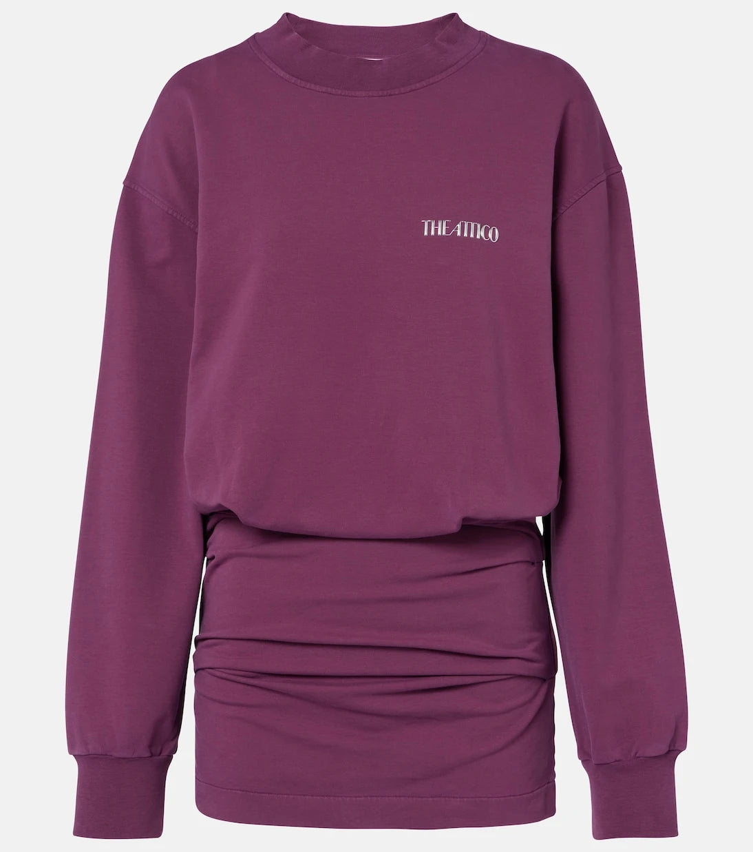 The Attico - Ruched cotton-blend fleece minidress