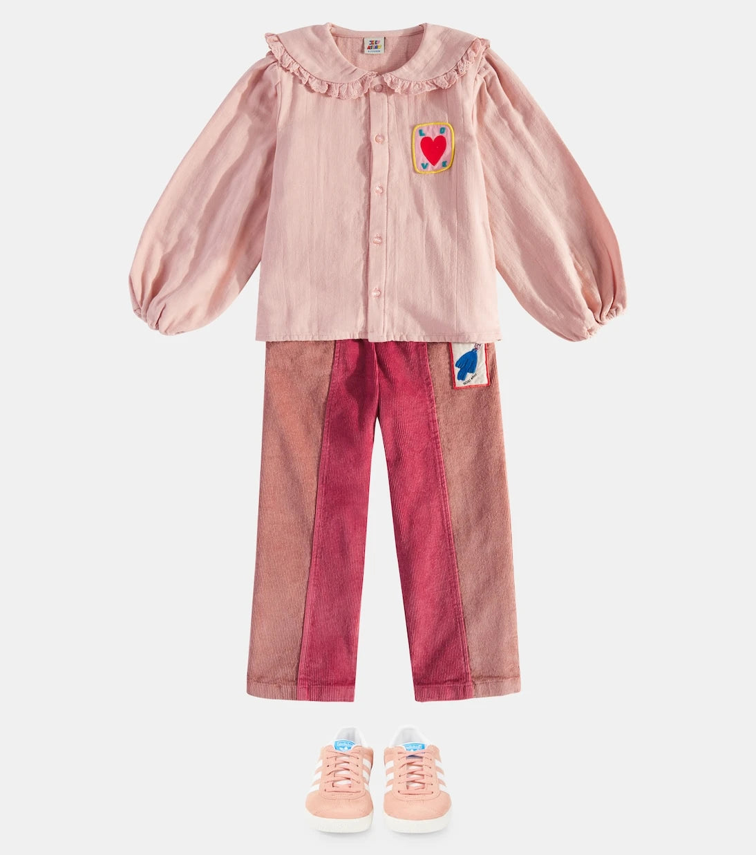 Jellymallow - Bird colorblocked corduroy pants