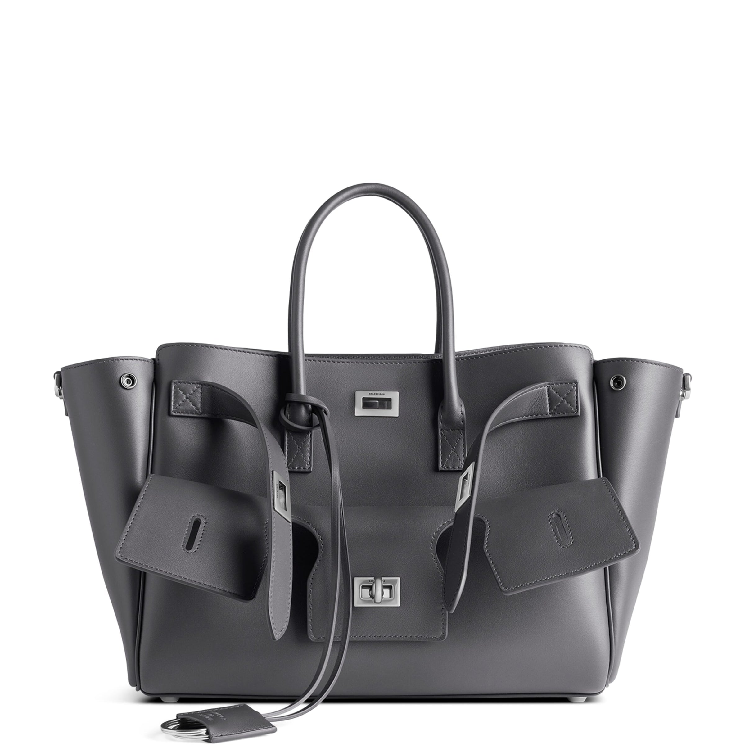 Balenciaga Grey Small Leather Bel Air Carry All Tote Bag