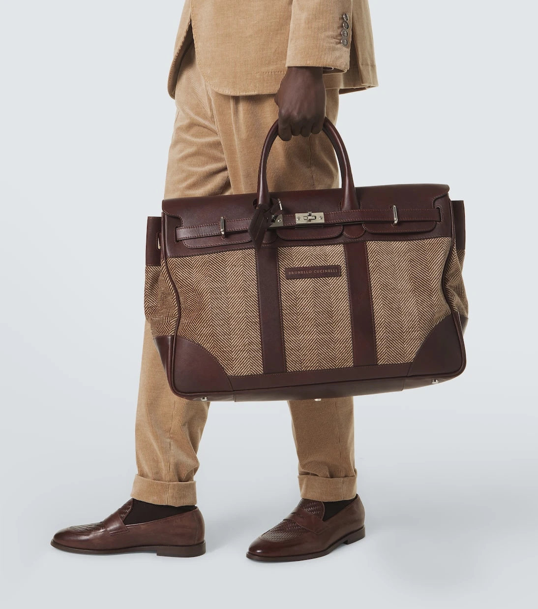 Brunello Cucinelli - Leather-trimmed canvas duffel bag