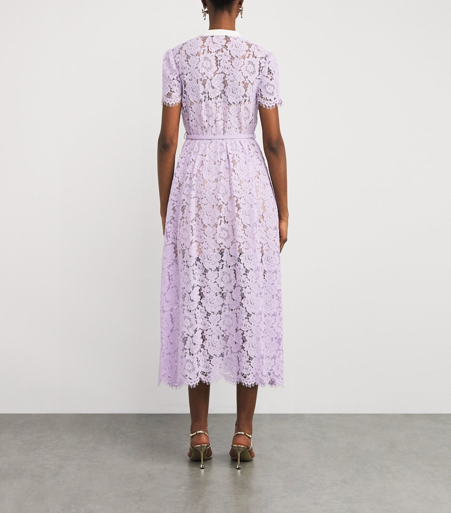 Self-Portrait Lace Belted Midi Dress