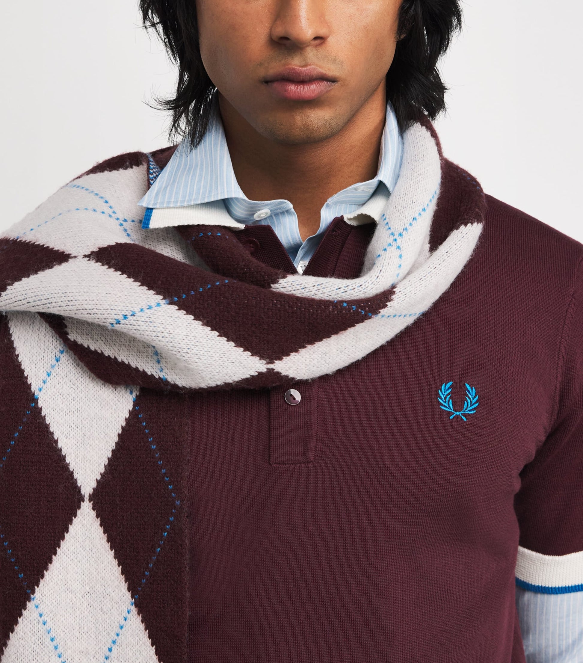 Wool-Cotton Contrast-Trim Polo Shirt