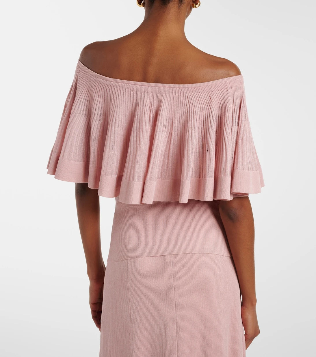 Zimmermann - Luna knitted ruffled off-shoulder top