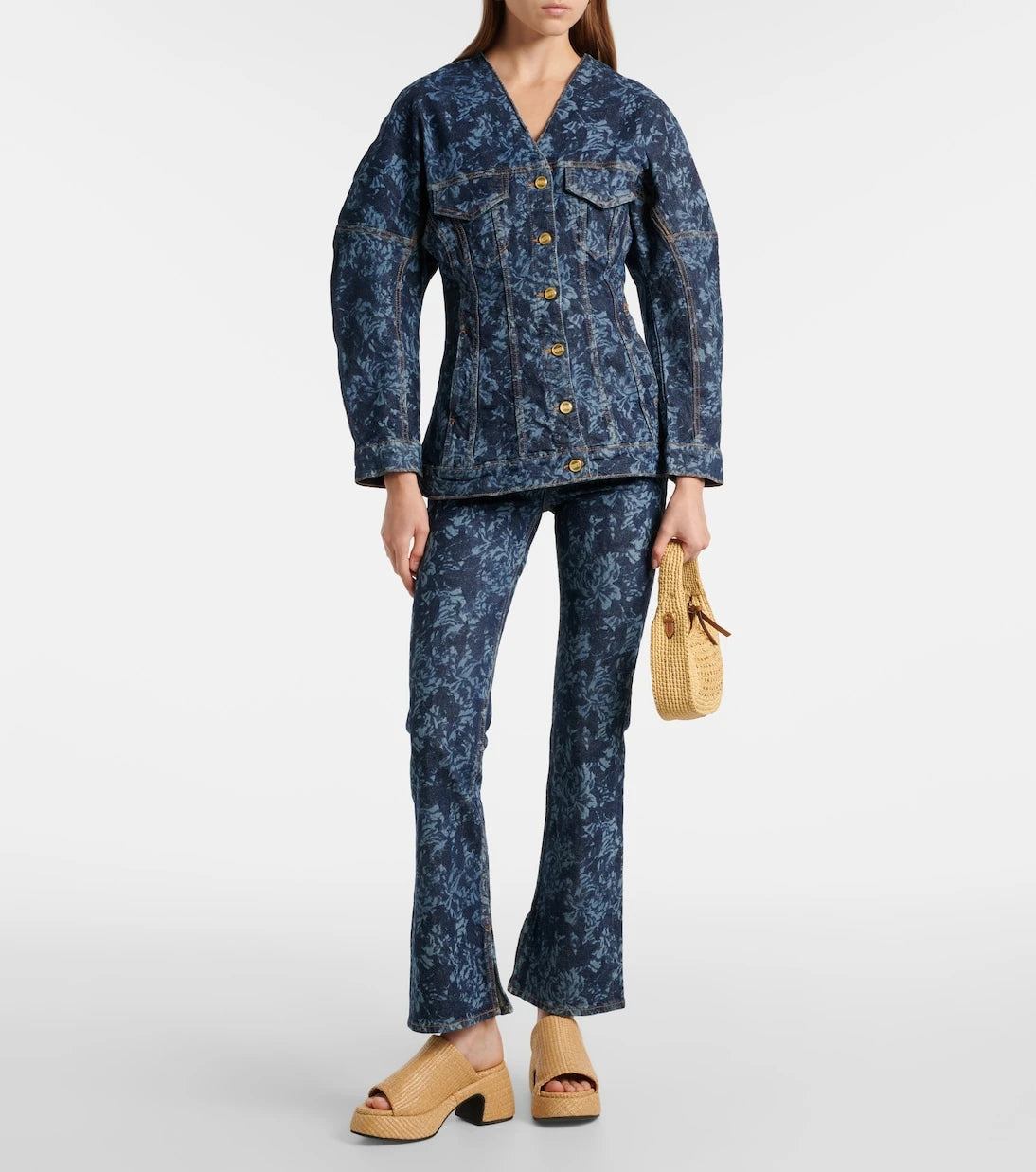 Ganni - Butterfly raffia platform mules