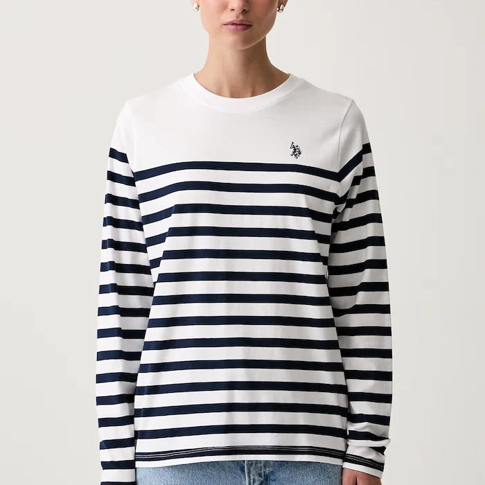 U.S. Polo Assn. Kadın Pamuklu Uzun Kollu Bluz Stripe LS