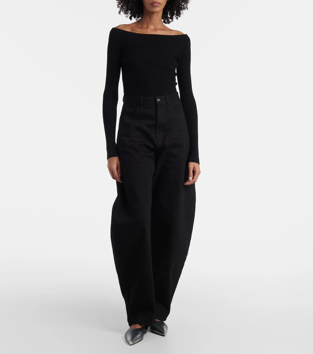 Alaïa - Dégradé fishnet leather ballet flats