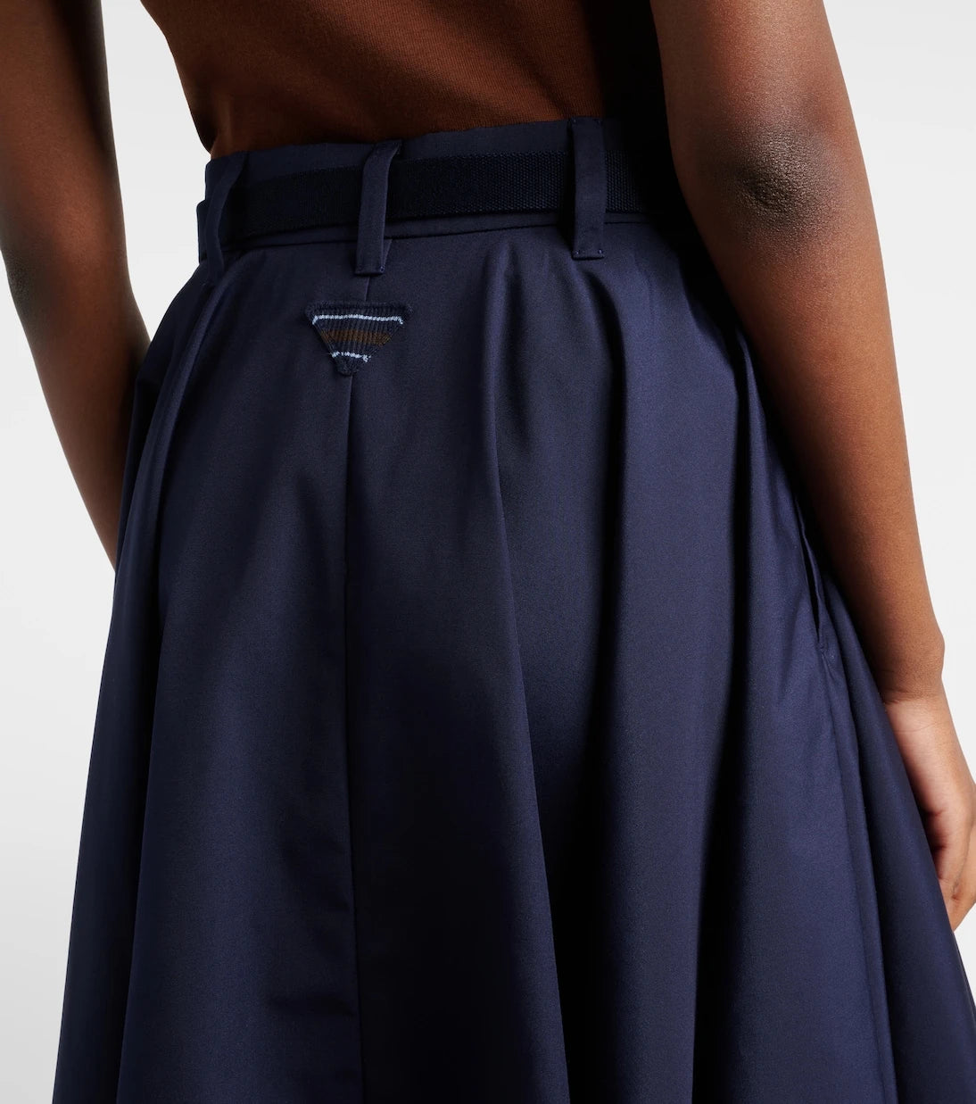 Prada - Belted poplin midi skirt