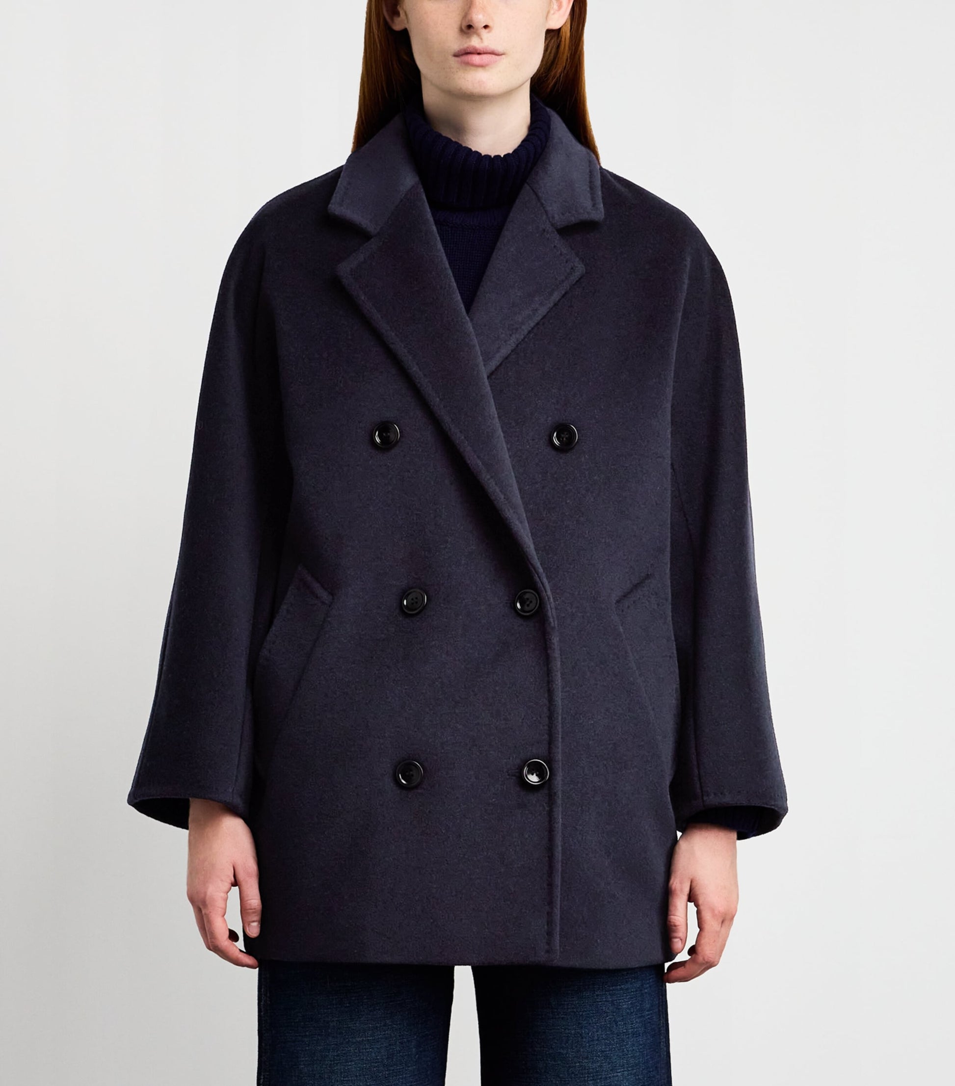 Max Mara Blue Wool-Cashmere Short 101801 Icon Coat