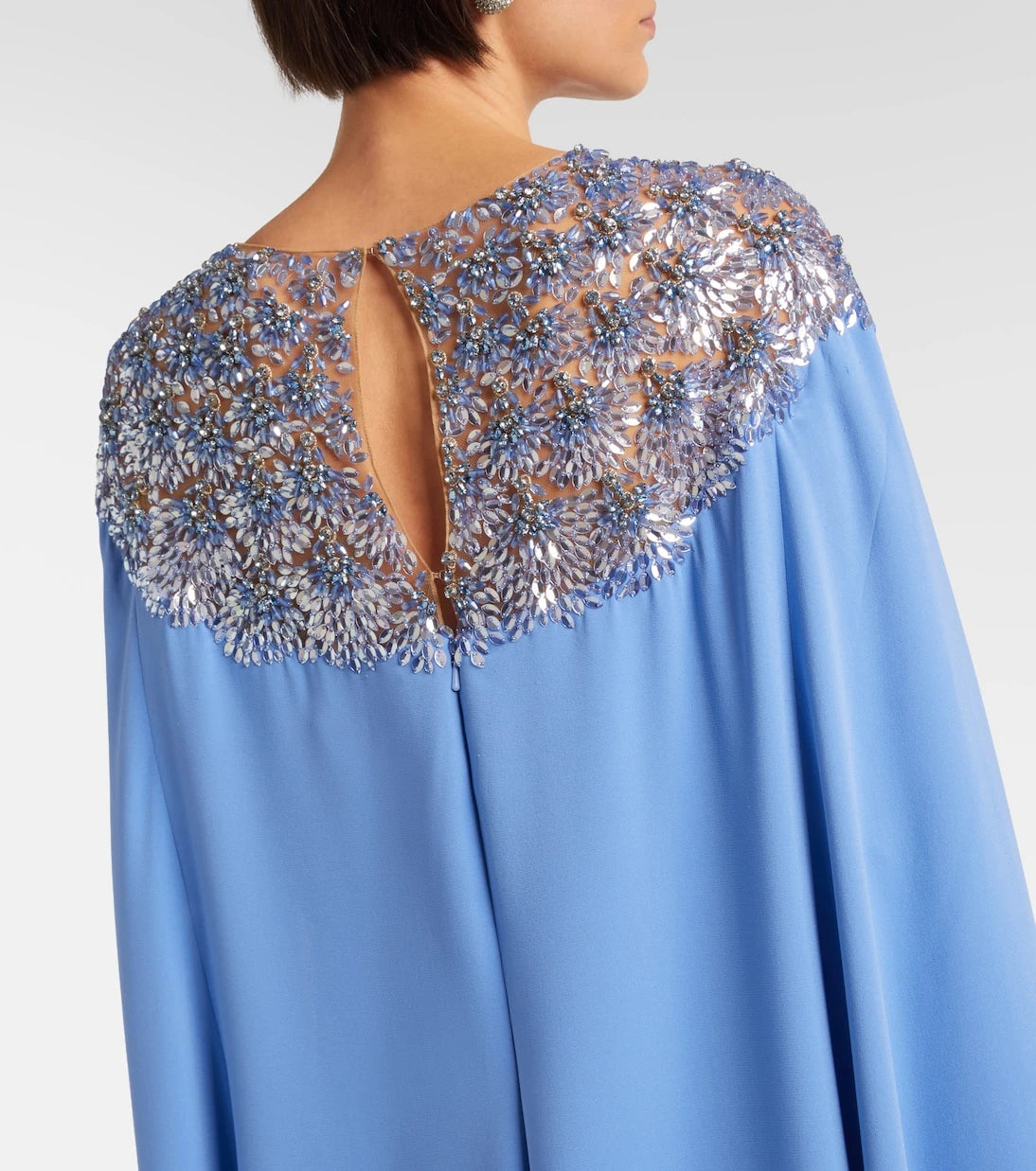 Oscar de la Renta - Embellished caped silk-blend gown