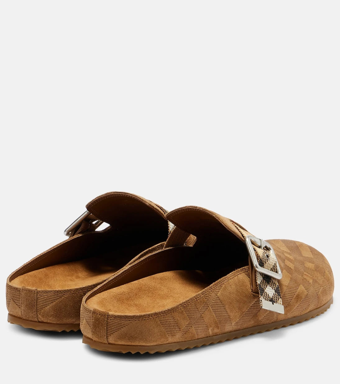 Burberry - Checked suede clogs