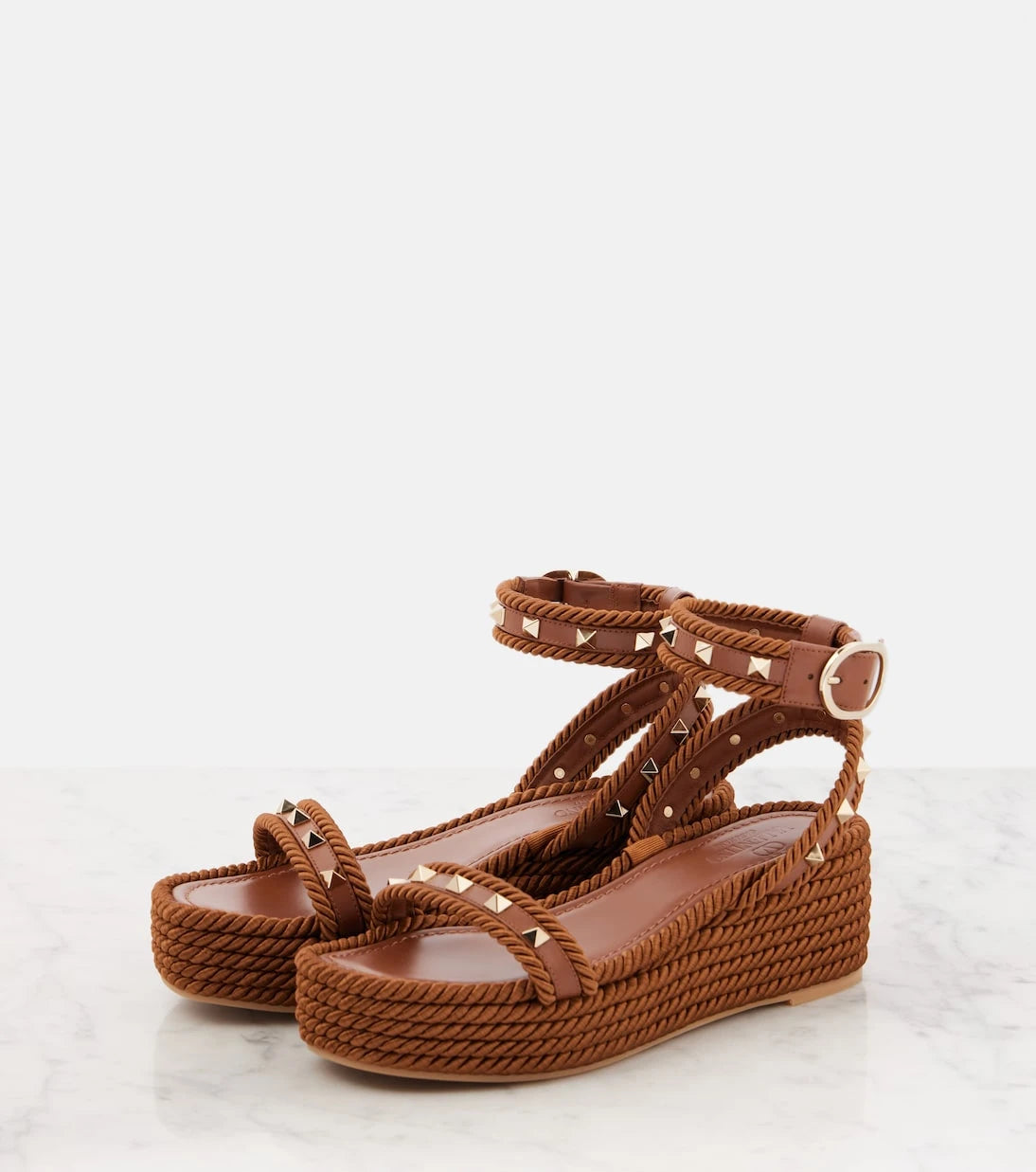 Valentino Garavani - Rockstud Torchon leather espadrilles