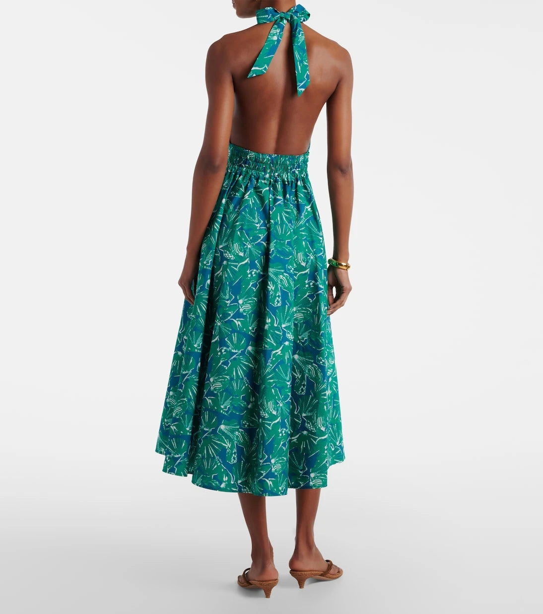 Max Mara - Printed halterneck cotton midi dress