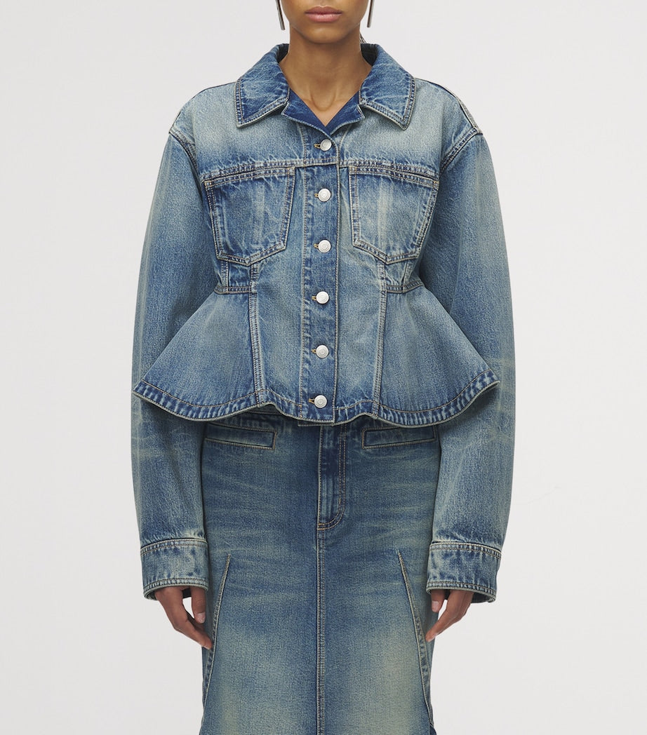 McQueen Blue Peplum Denim Jacket