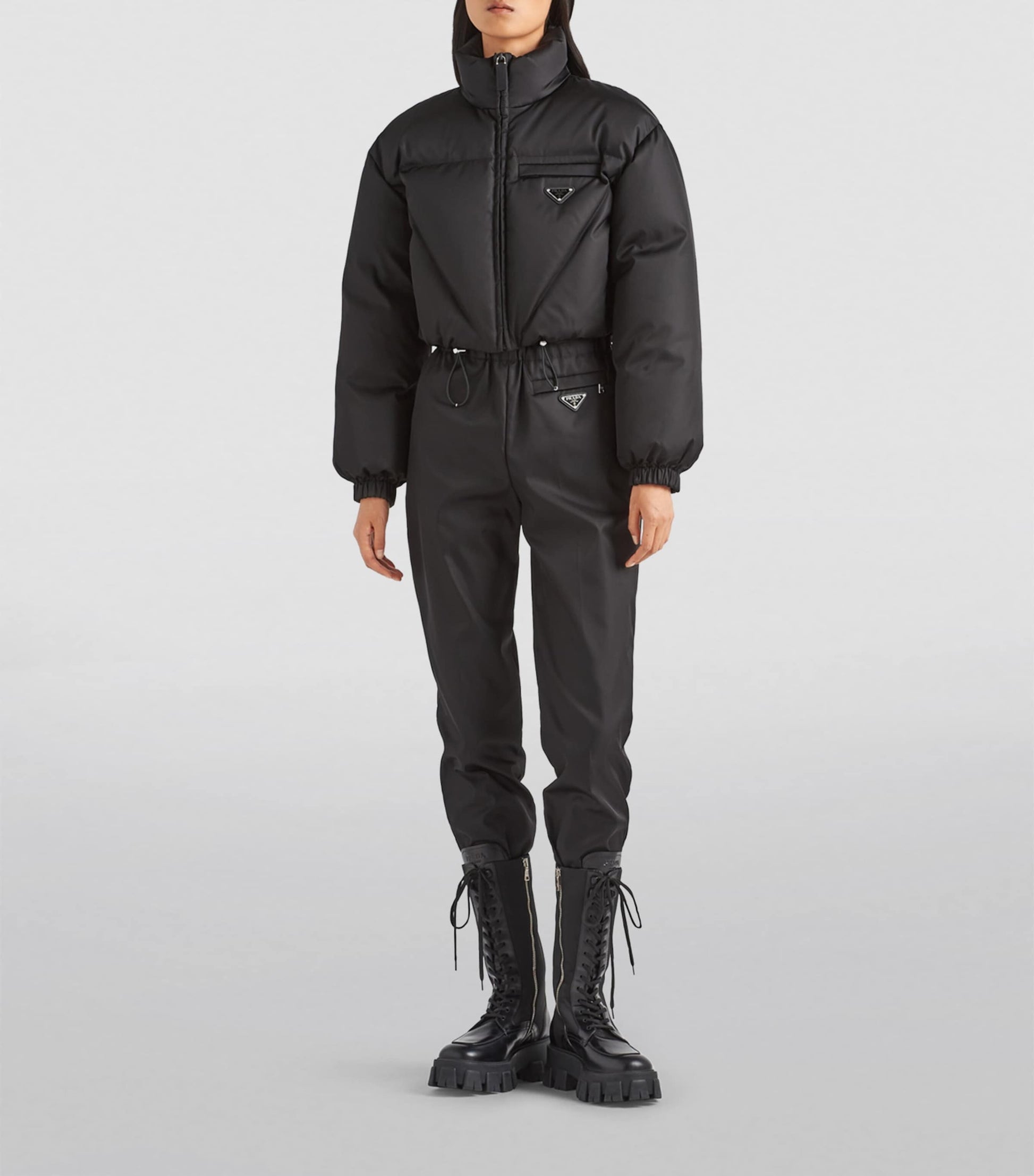 Prada Black Crop Re-Nylon Puffer Jacket