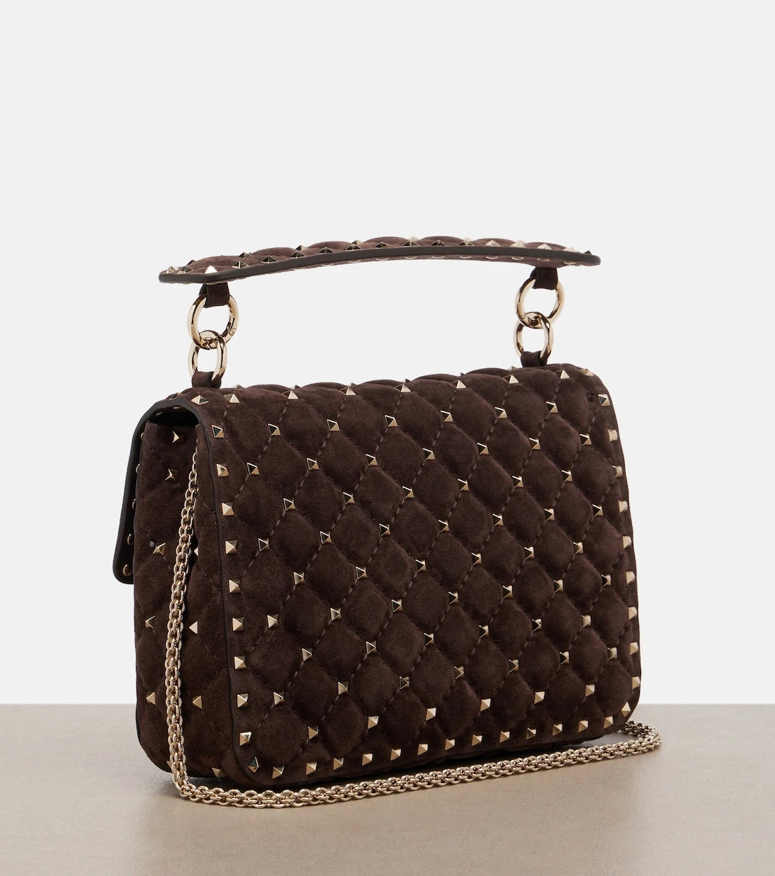 Valentino Garavani - Rockstud Spike Medium suede top-handle bag