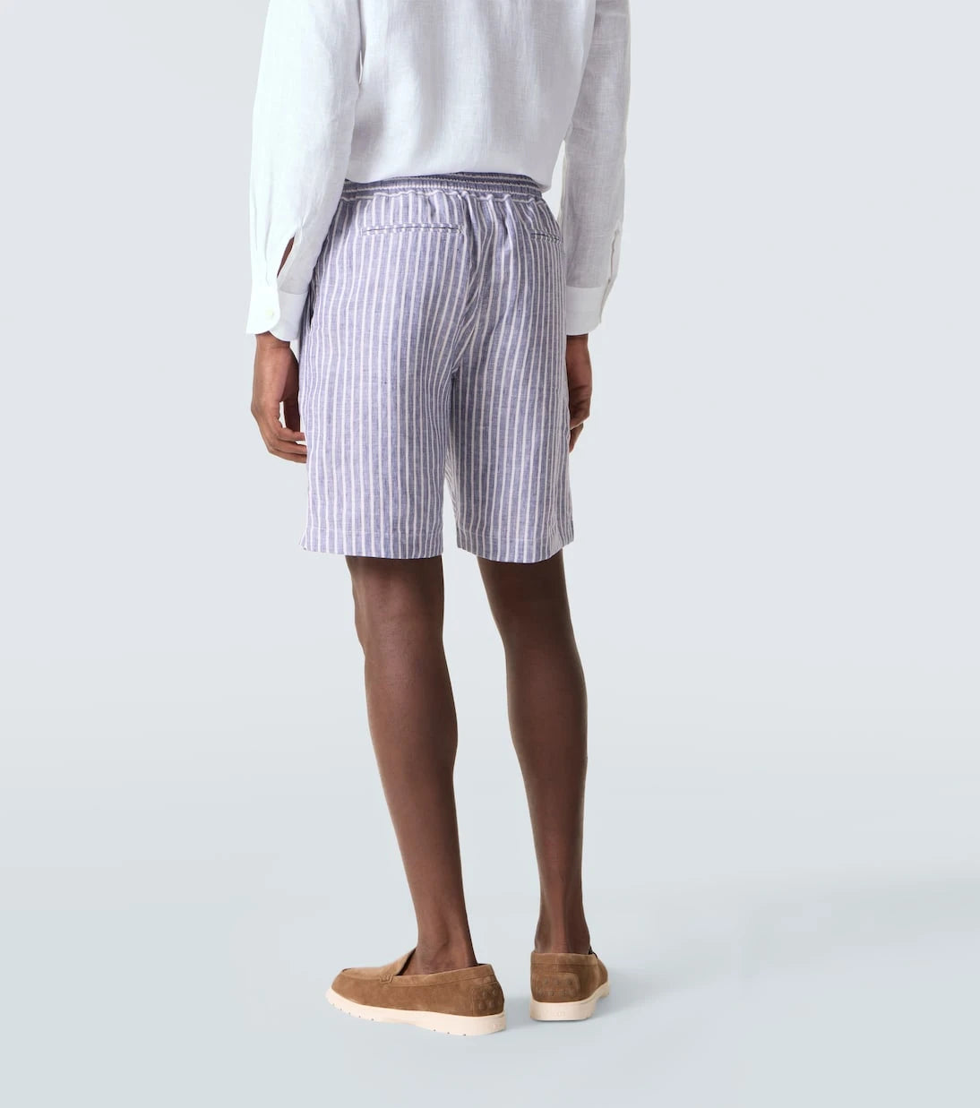 Fedeli - شورت برمودا كتان مقلم ألفا