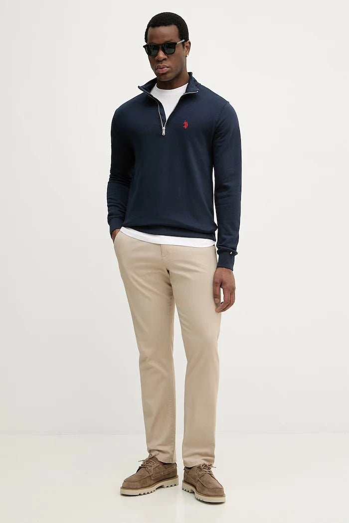U.S. Polo Assn. суичър мъжки с памук DHM LB 1/4 ZIP