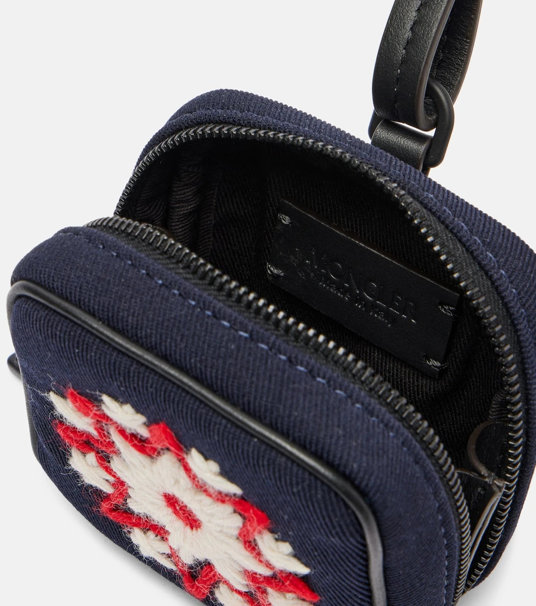 Moncler - Embroidered leather-trimmed clutch