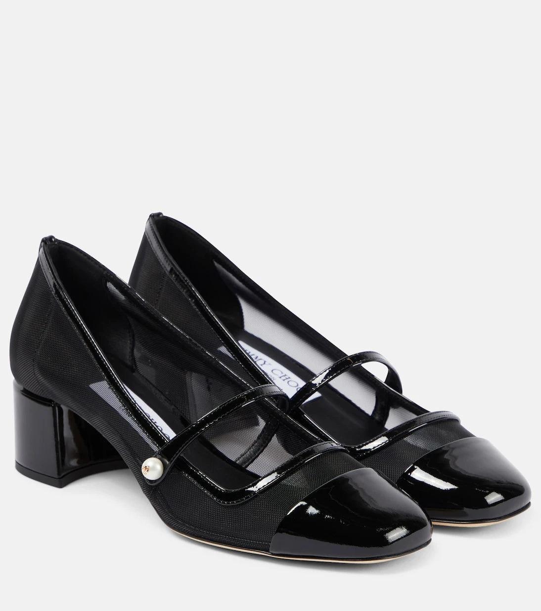 Jimmy Choo - حذاء ماري جين إليزا 45 بمقدمة مدببة شبكية