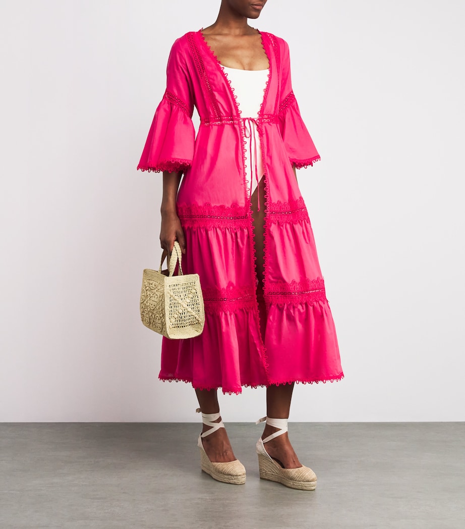 Pink Cotton Glen Kaftan Robe