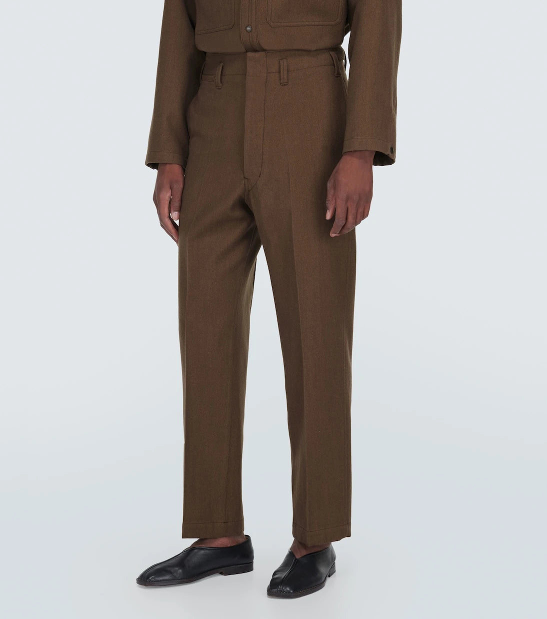 Lemaire - Maxi cotton and wool chinos