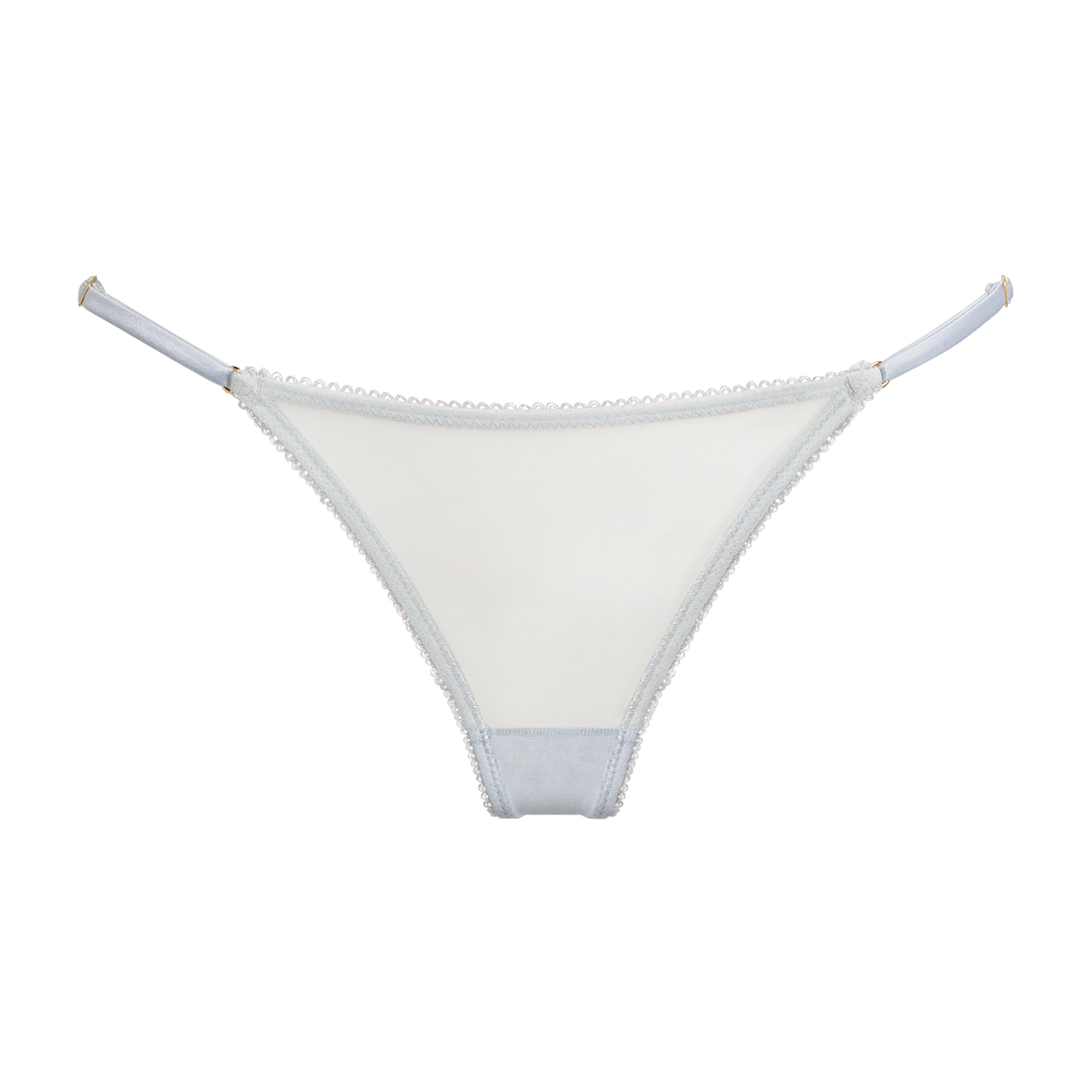 Kiki de Montparnasse Blue Silk-Blend Chouchou Thong