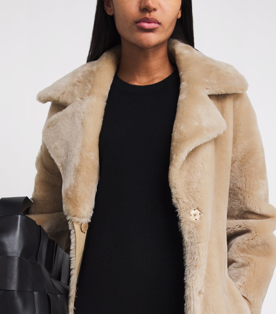 Arma Beige Shearling-Leather Reversible RIEN coat