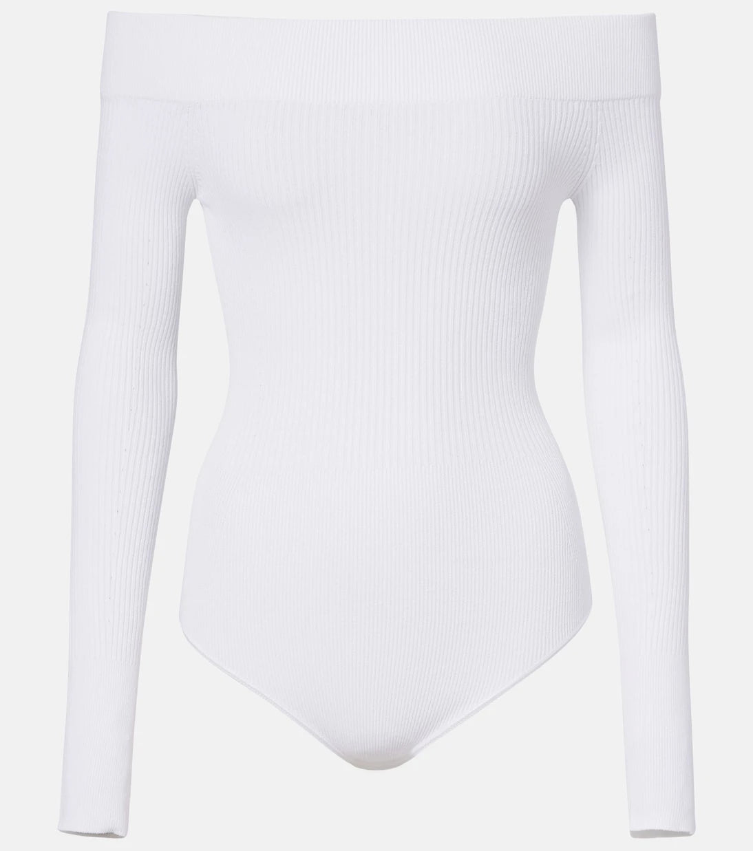 Alaïa - Ribbed-knit off-shoulder bodysuit