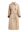Beige Sheepskin-Trim Trench Coat