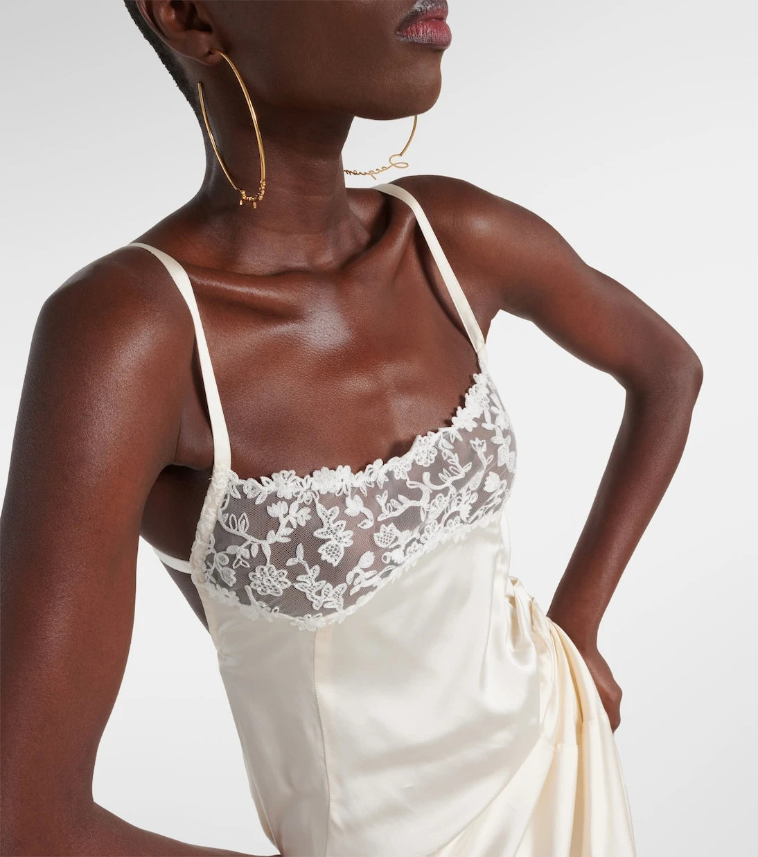 Jacquemus - La Saudade Brodée satin slip dress