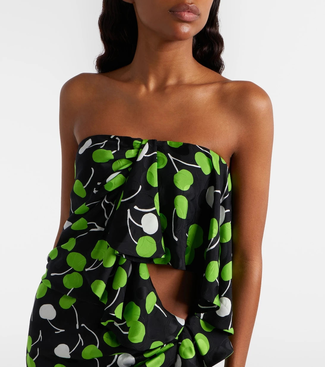Saint Laurent - Cutout printed gathered silk gown