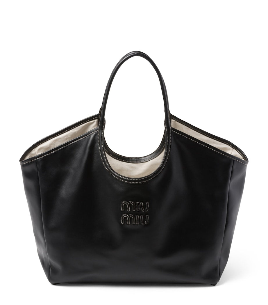 Black Leather Ivy Tote Bag