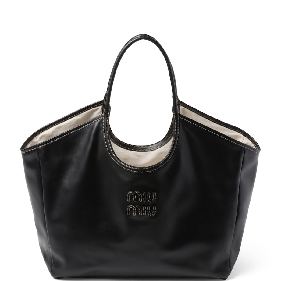 Black Leather Ivy Tote Bag