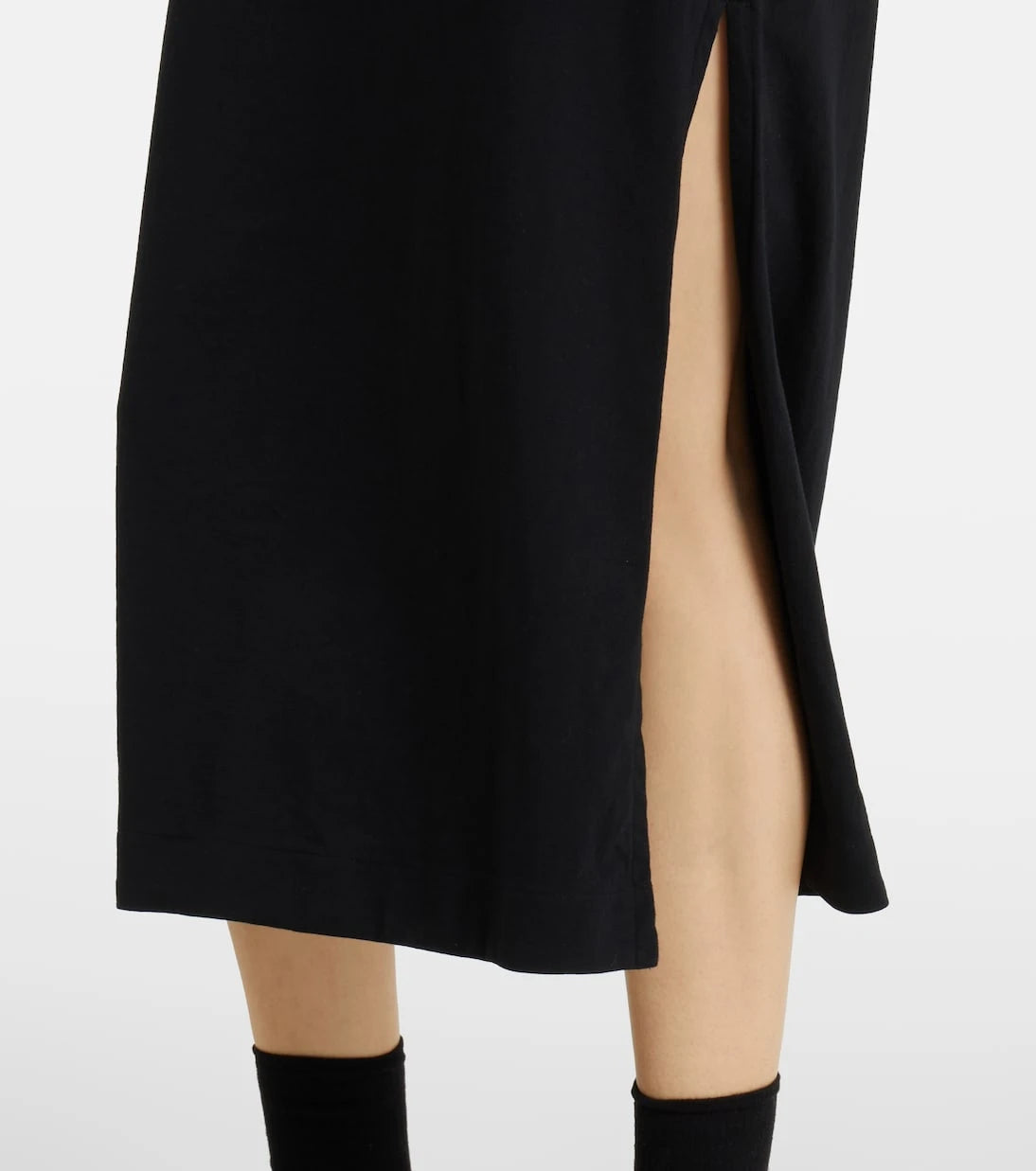 Sacai - Puff-sleeve cotton-blend jersey midi dress