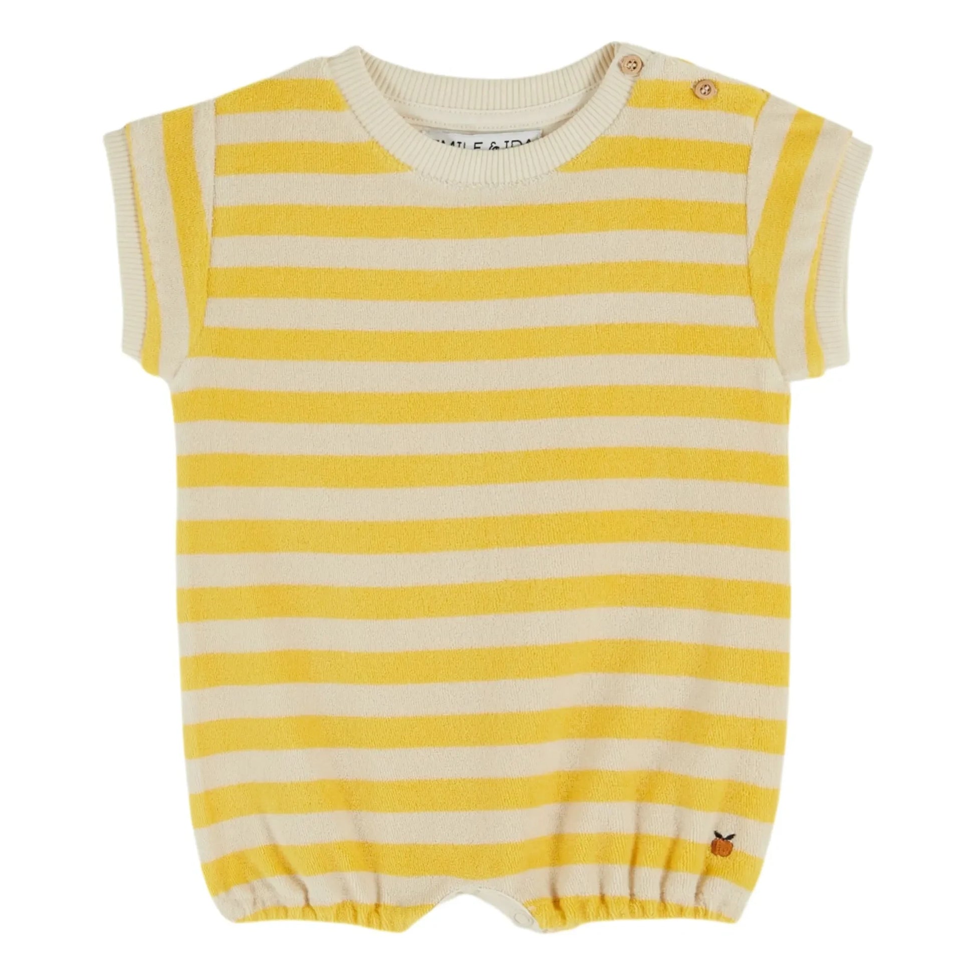 Emile et Ida - Striped organic cotton terry romper | Yellow