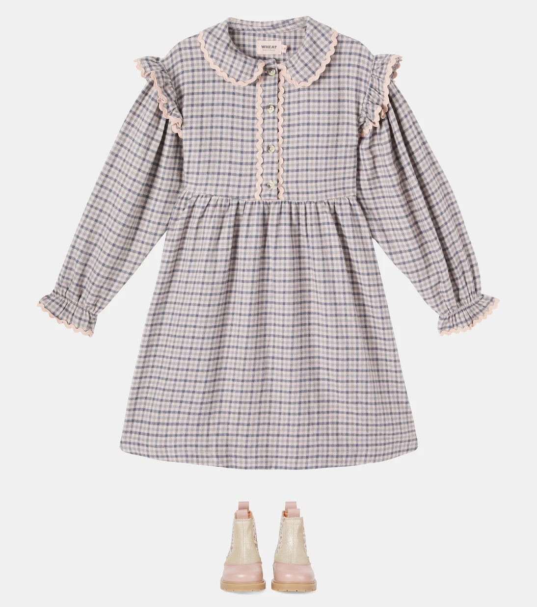 Wheat - Alissa ruffled checked cotton dress