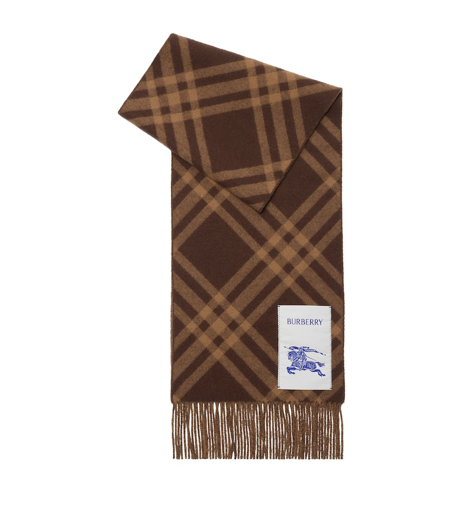Brown Cashmere Check Scarf