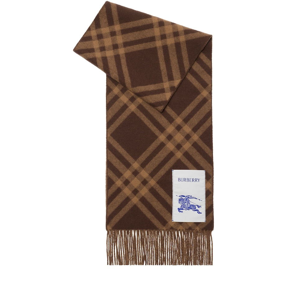 Brown Cashmere Check Scarf