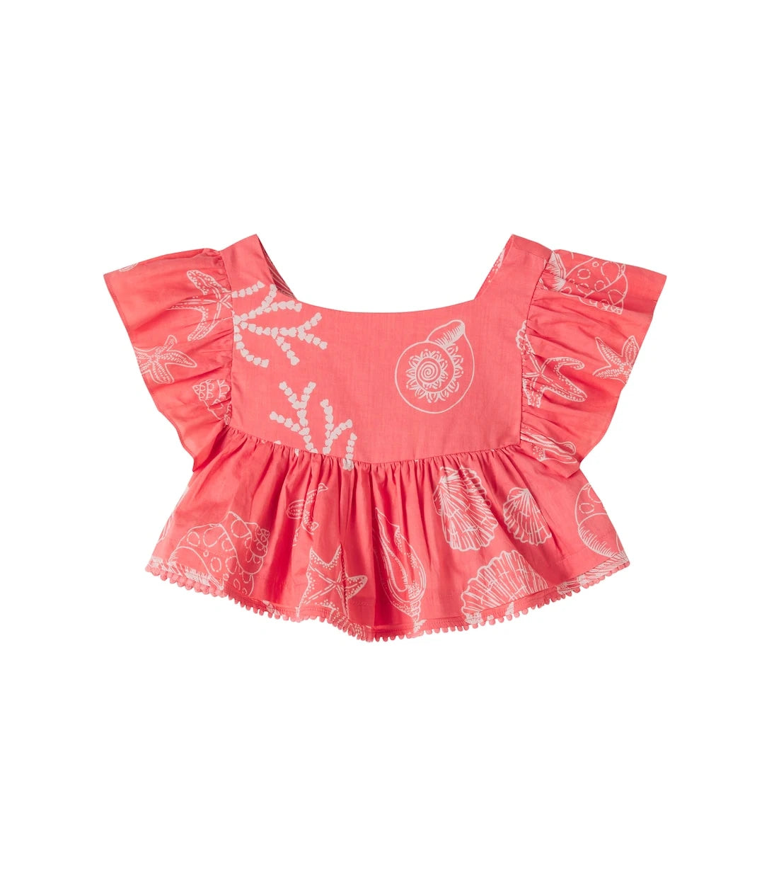 Poupette St Barth Kids - Cycas printed ruffled cotton top