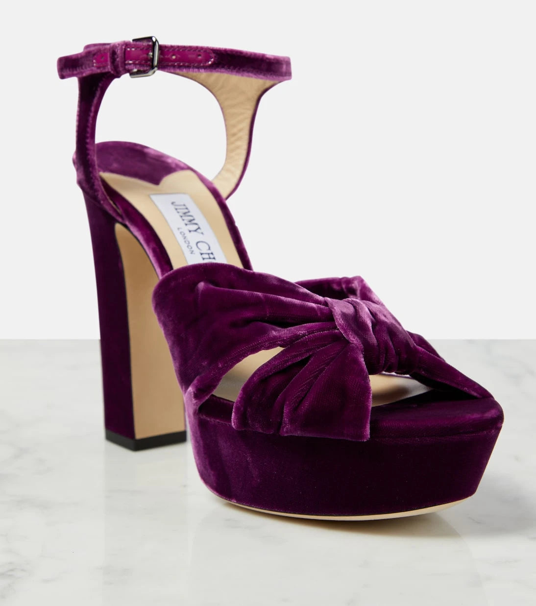 Jimmy Choo - Heloise 120 velvet peep-toe pumps