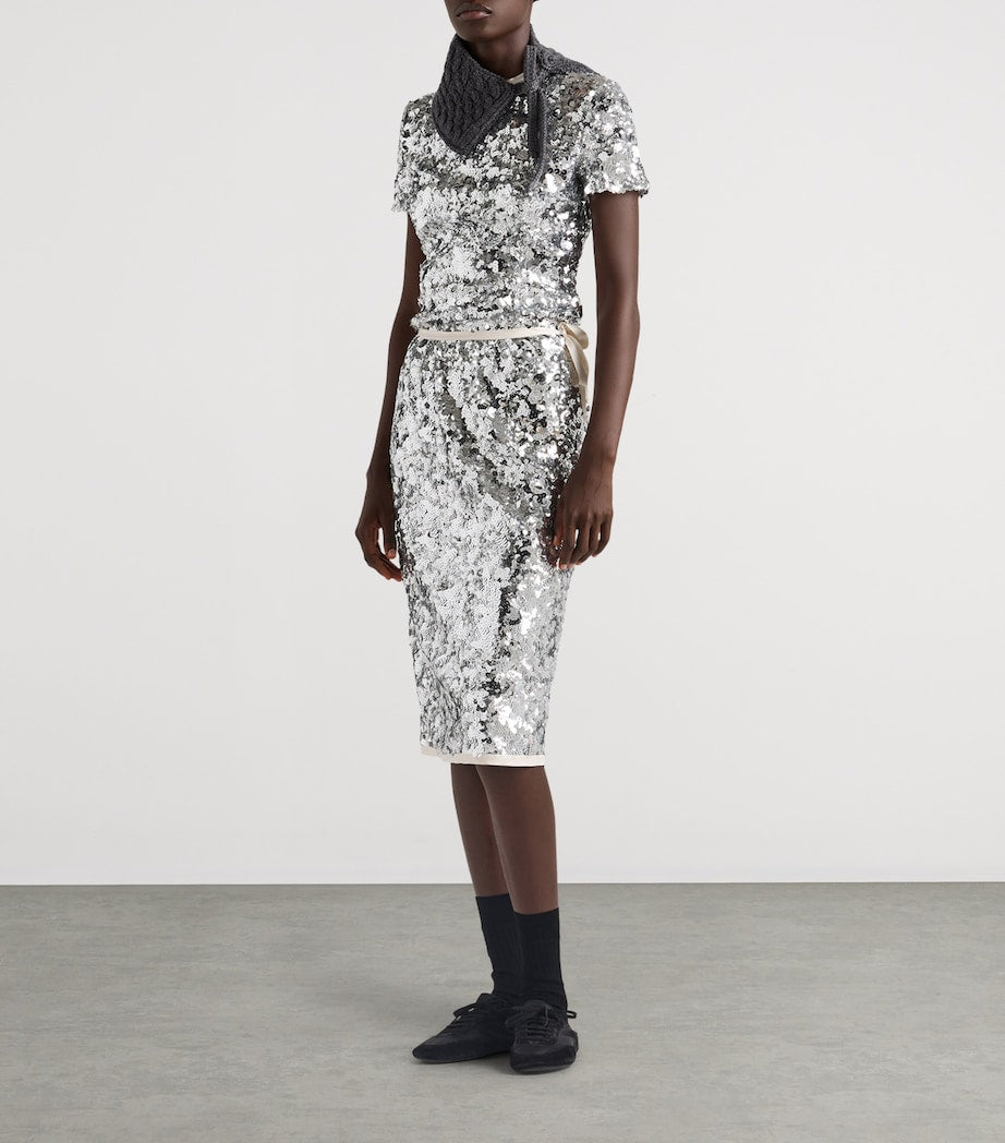 Metallic Embroidered Sequin Skirt