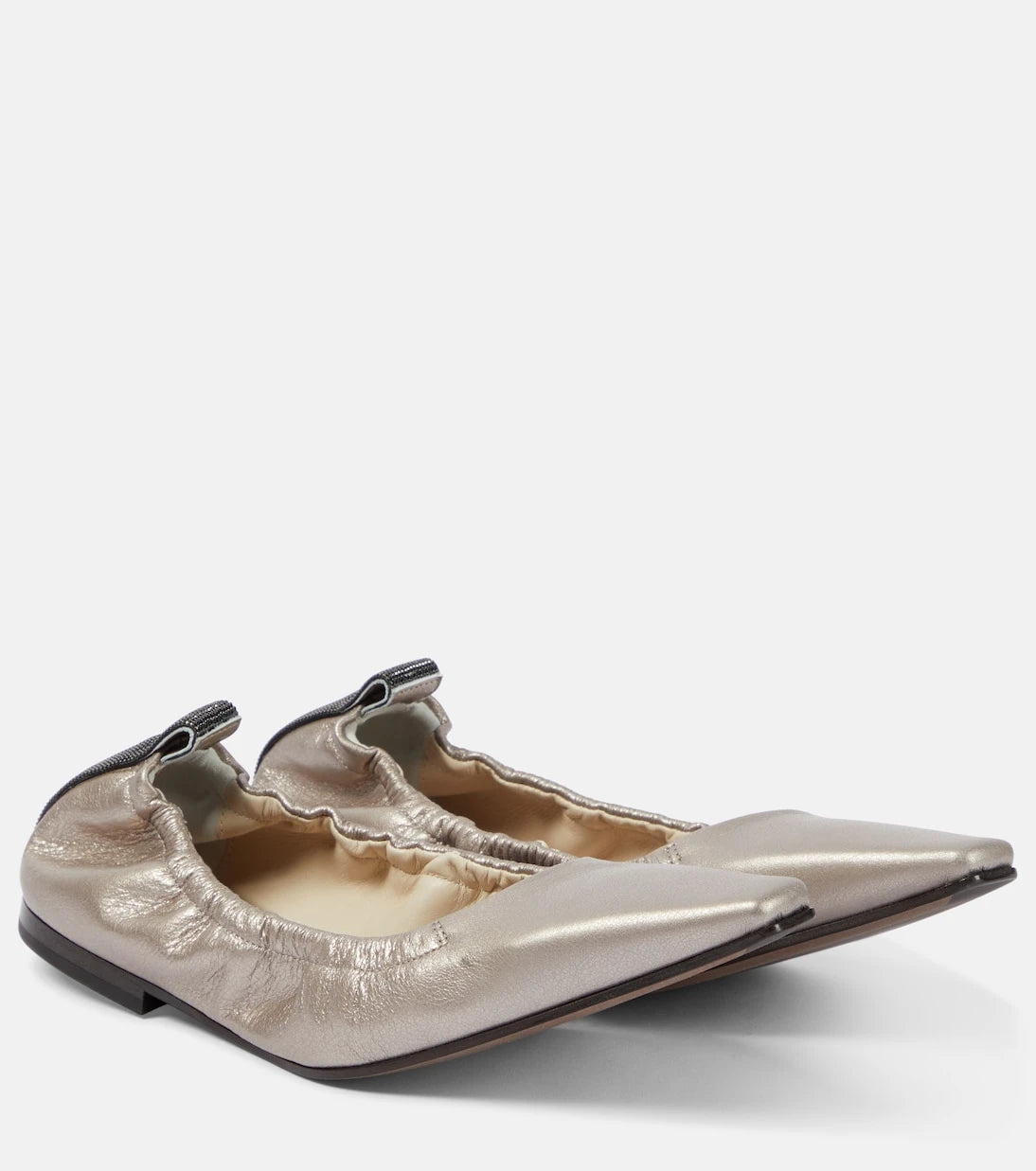 Brunello Cucinelli - Metallic leather ballet flats