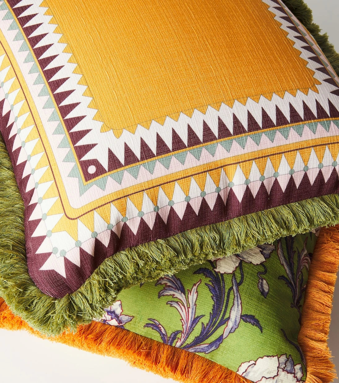 La DoubleJ - Fringed printed canvas cushion