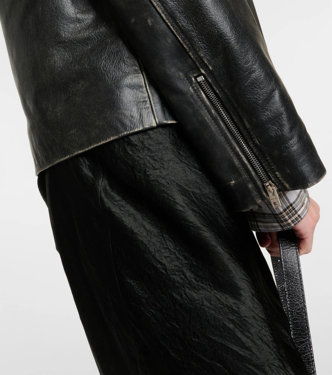 Acne Studios - Distressed leather biker jacket