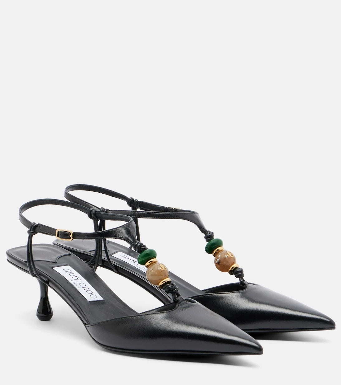 Jimmy Choo - Lauri embellished leather slingback pumps