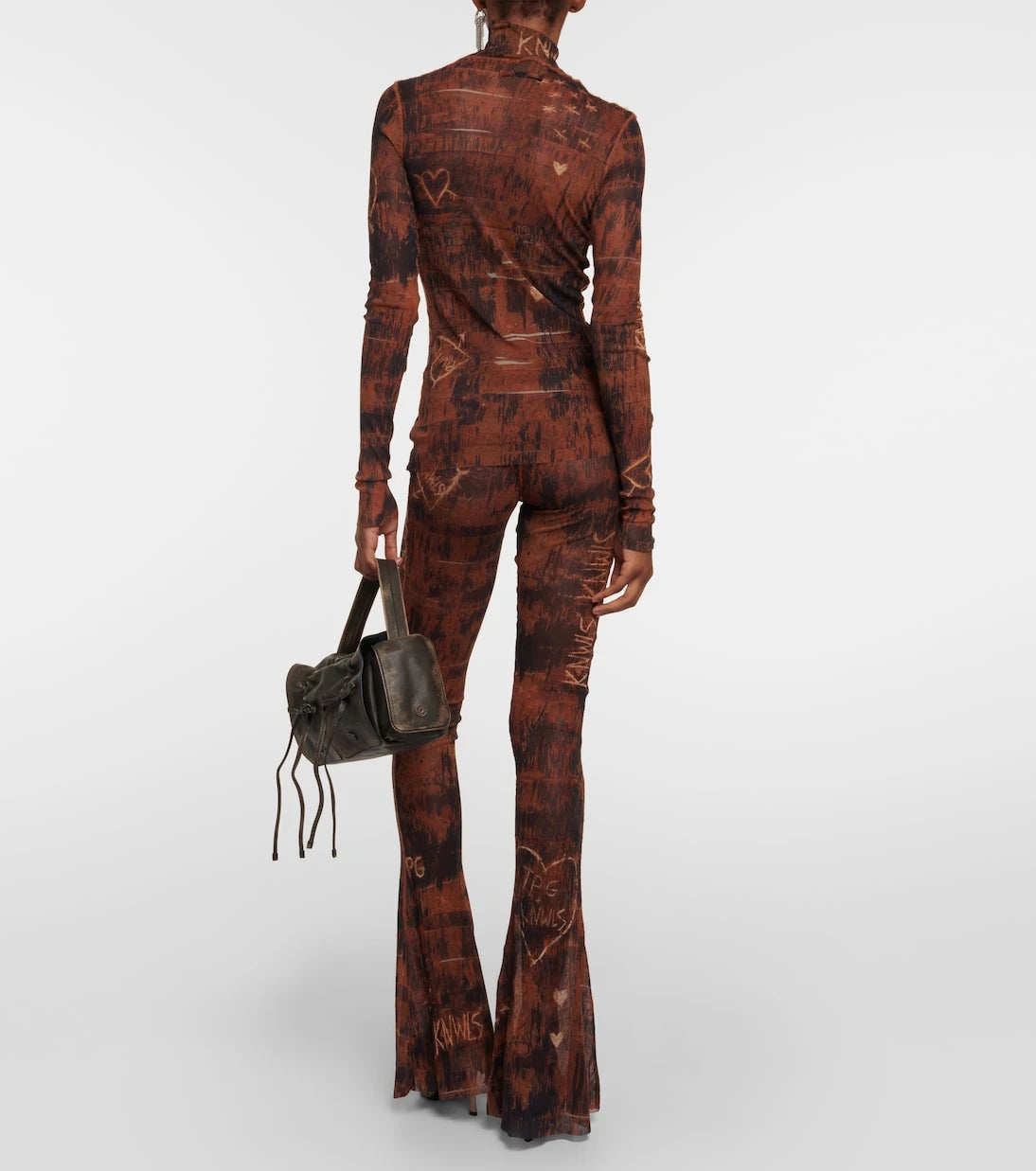 Jean Paul Gaultier - x KNWLS printed mesh high-neck top