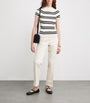 MAX&Co. White Stripe Short-Sleeve Sweater